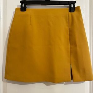 Uniqlo Gold Mini Pencil Skirt Asymmetrical Work